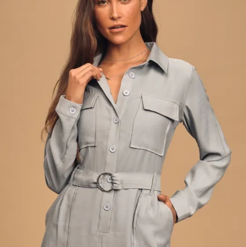 Lulu's safari romper in light blue color size xs Minimalist 70's Mod Squad - Picture 14 of 15